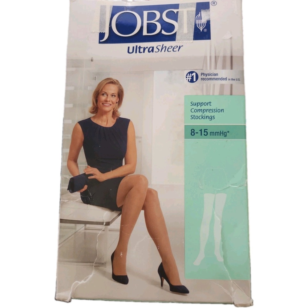 Jobst Ultrasheer Silky Beige Compression Stockings Thigh CT 8-15mmHg Medium NEW